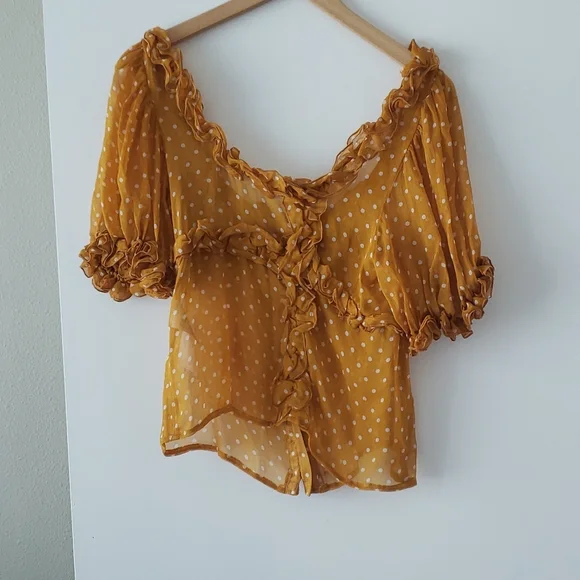 Sezane Mustard Yellow Polka Dot Top - Picture 8 of 8